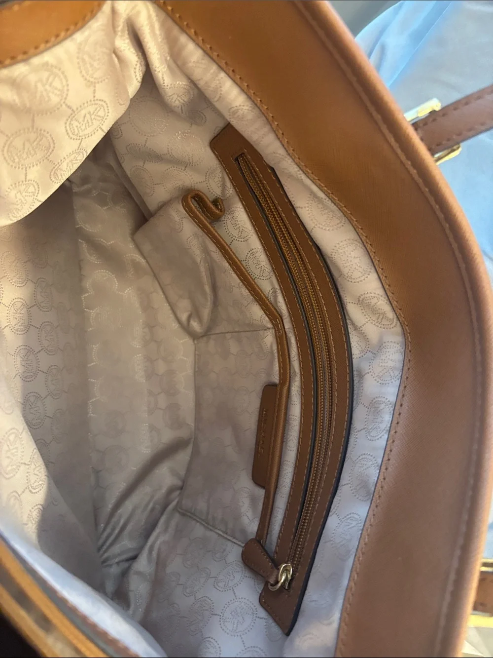Michael Kors Taupe and Brown Leather-Trim Tote - Picture 6 of 6